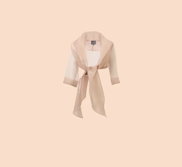 Adrianna Papell Shawls and Wraps Organza Wrap Jacket With Short Sleeves In Champagne 8211 Women