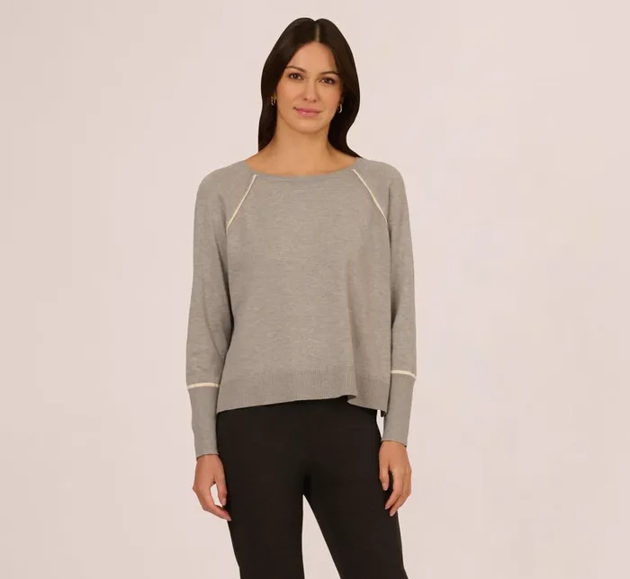 Adrianna Papell Sweaters Sweater Vest Collared Twofer Shirt In Heather Grey Cream 8211 Women