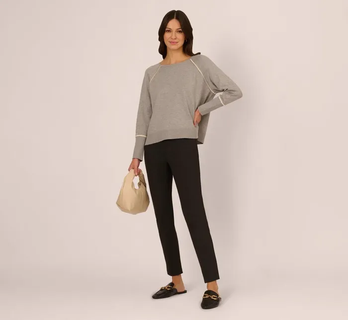 Adrianna Papell Sweaters Sweater Vest Collared Twofer Shirt In Heather Grey Cream 8211 Women