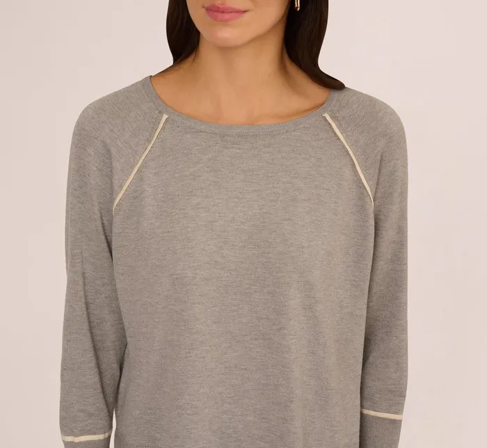 Adrianna Papell Sweaters Sweater Vest Collared Twofer Shirt In Heather Grey Cream 8211 Women