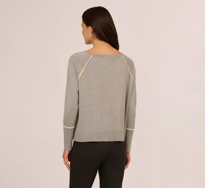 Adrianna Papell Sweaters Sweater Vest Collared Twofer Shirt In Heather Grey Cream 8211 Women