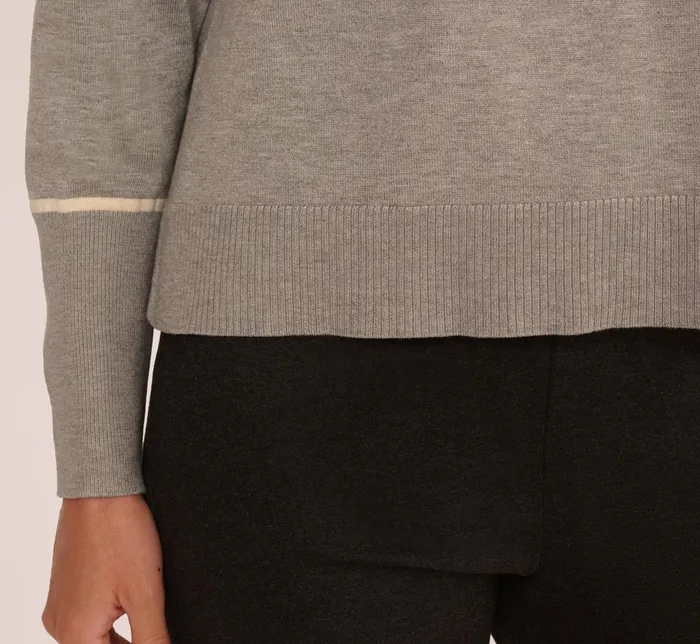 Adrianna Papell Sweaters Sweater Vest Collared Twofer Shirt In Heather Grey Cream 8211 Women