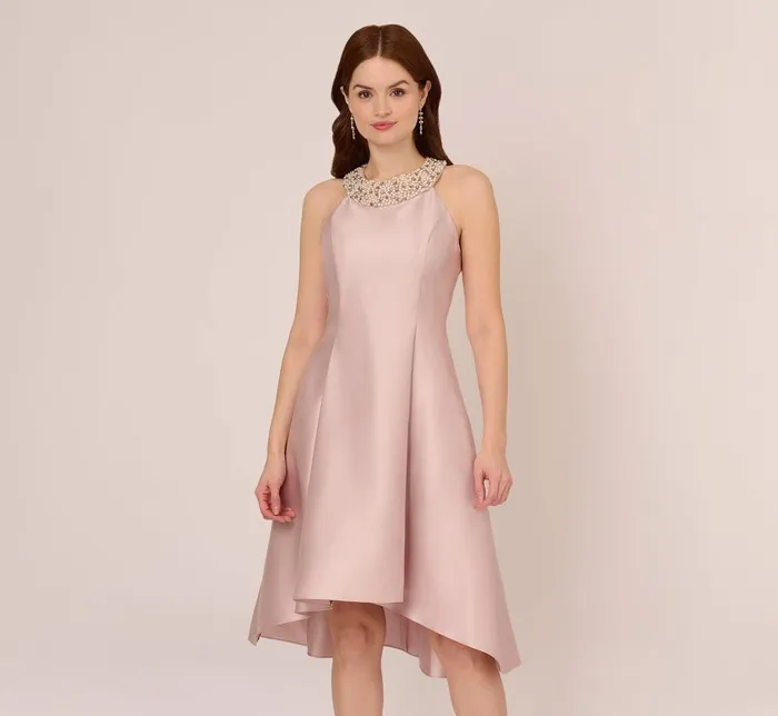 Adrianna Papell Wedding Guest Dresses Mikado Short Party Dress In Bellini 8211 Women