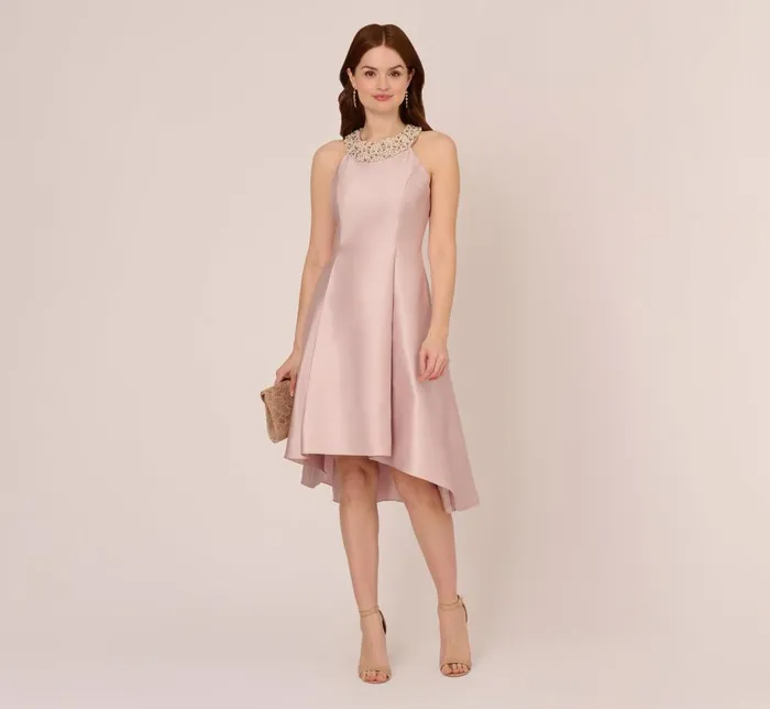Adrianna Papell Wedding Guest Dresses Mikado Short Party Dress In Bellini 8211 Women