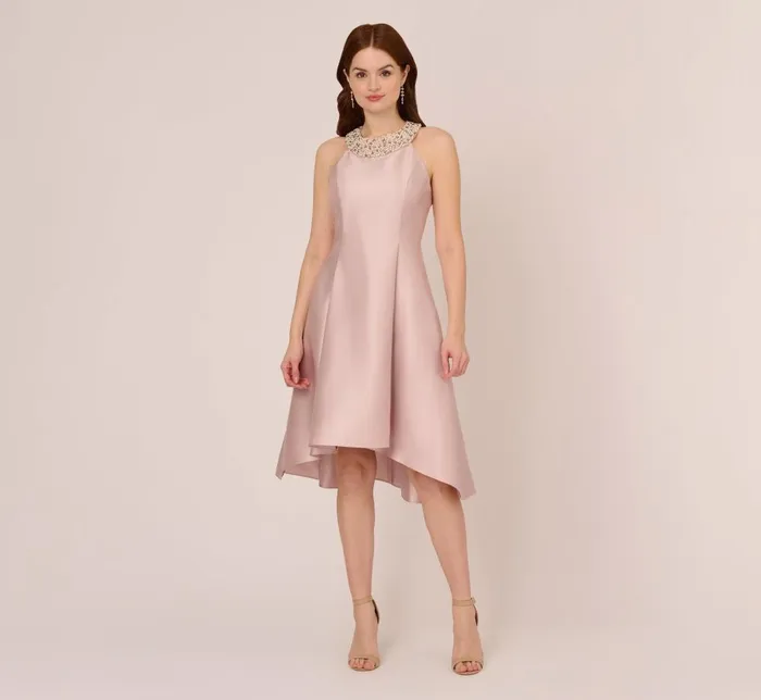 Adrianna Papell Wedding Guest Dresses Mikado Short Party Dress In Bellini 8211 Women