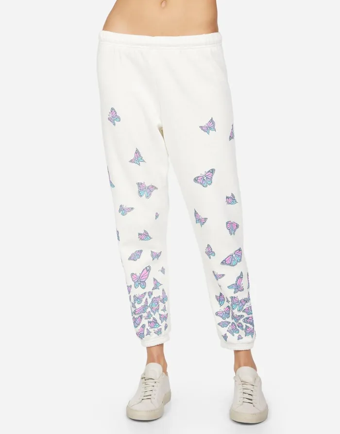Alana Color Butterfly Skull Burst Milk Women039s Lauren Moshi Crop Sweatpants