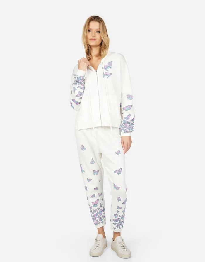 Alana Color Butterfly Skull Burst Milk Women039s Lauren Moshi Crop Sweatpants