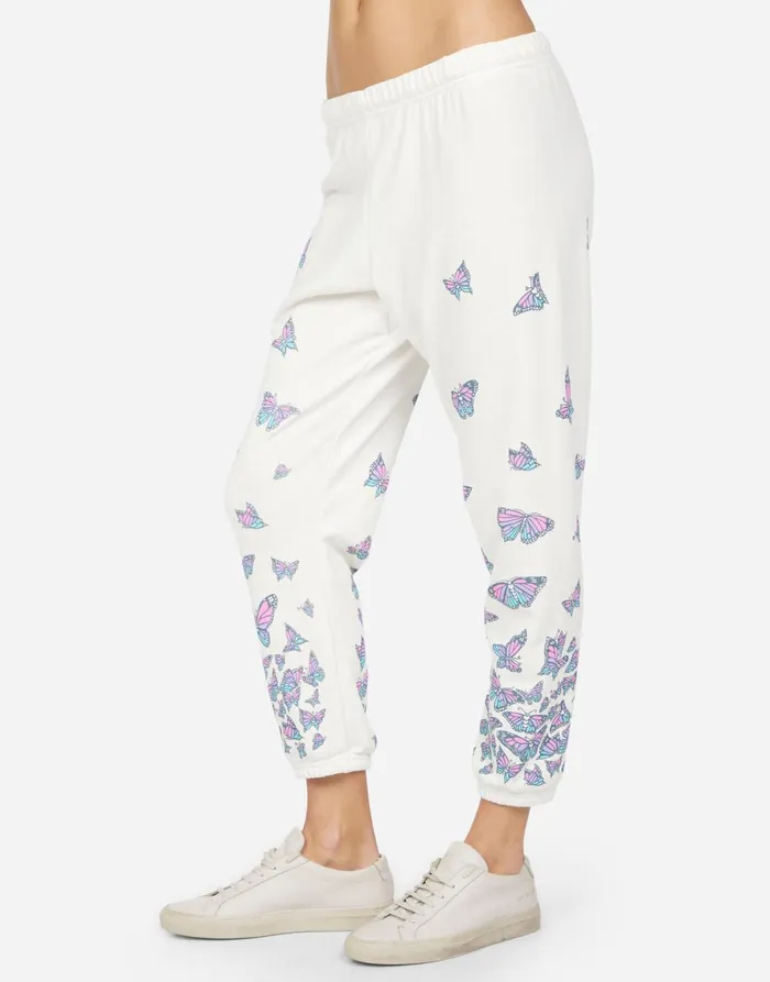 Alana Color Butterfly Skull Burst Milk Women039s Lauren Moshi Crop Sweatpants