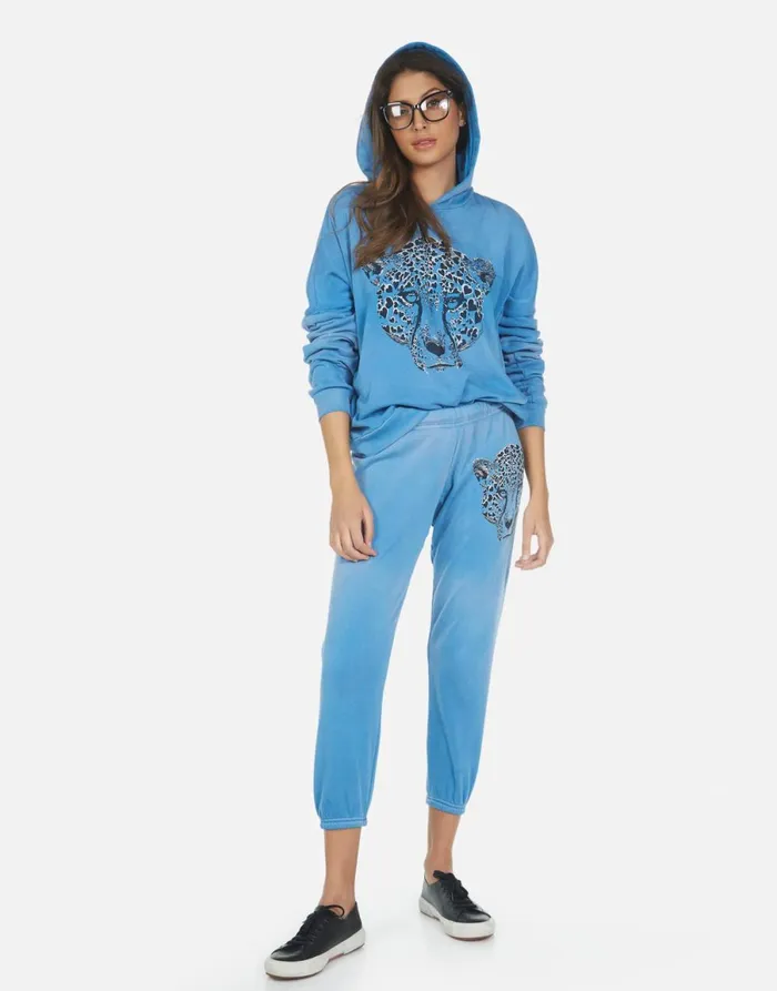 Alana Heart Leopard Faded Riptide Women039s Lauren Moshi Crop Sweatpants