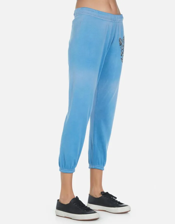 Alana Heart Leopard Faded Riptide Women039s Lauren Moshi Crop Sweatpants