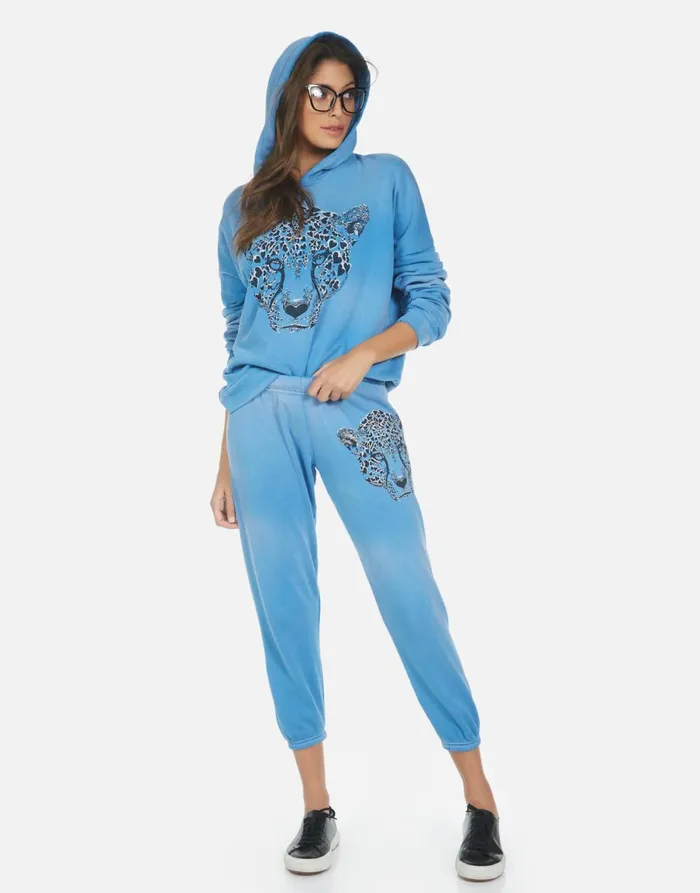 Alana Heart Leopard Faded Riptide Women039s Lauren Moshi Crop Sweatpants