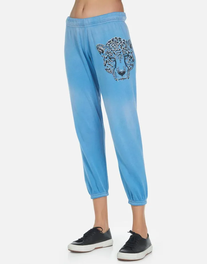 Alana Heart Leopard Faded Riptide Women039s Lauren Moshi Crop Sweatpants