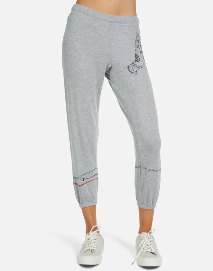 Alana Prayer Hands Heather Grey Women039s Lauren Moshi Crop Sweatpants