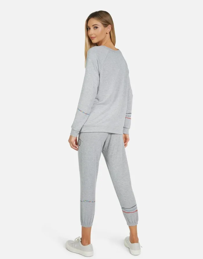 Alana Prayer Hands Heather Grey Women039s Lauren Moshi Crop Sweatpants