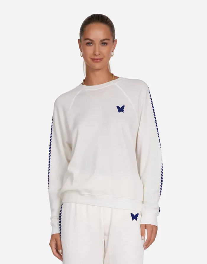 Anela Butterfly Happyface Milk Women039s Lauren Moshi Long Sleeve
