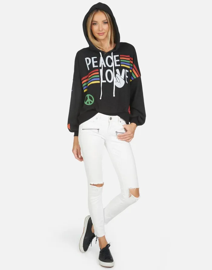 Anissa Peace Love Stripe Black Women039s Lauren Moshi Hoodies
