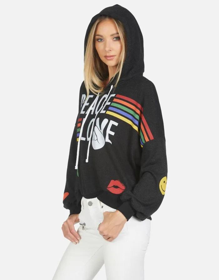 Anissa Peace Love Stripe Black Women039s Lauren Moshi Hoodies