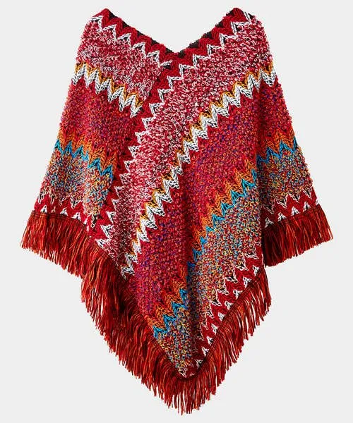 Apparel Joebrowns Freestyle Funky Poncho Red Multi Accessories and Jewellery