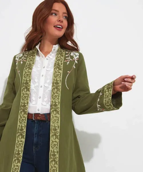 Apparel Joebrowns Summer Daze Boutique Kimono Khaki Coats and Jackets