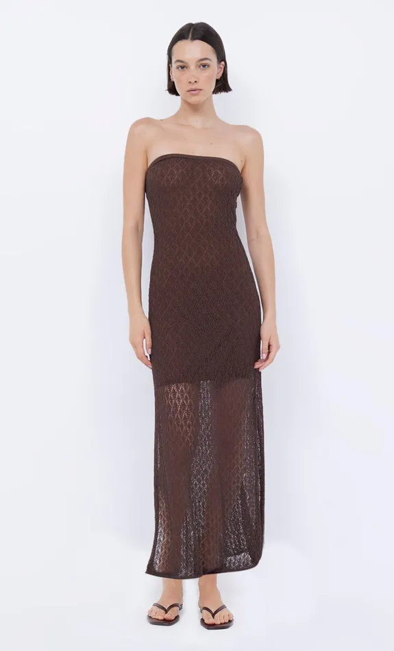 Bec Bridge Midi Dresses Women AURORA STRAPLESS DRESS 8211 CHOC