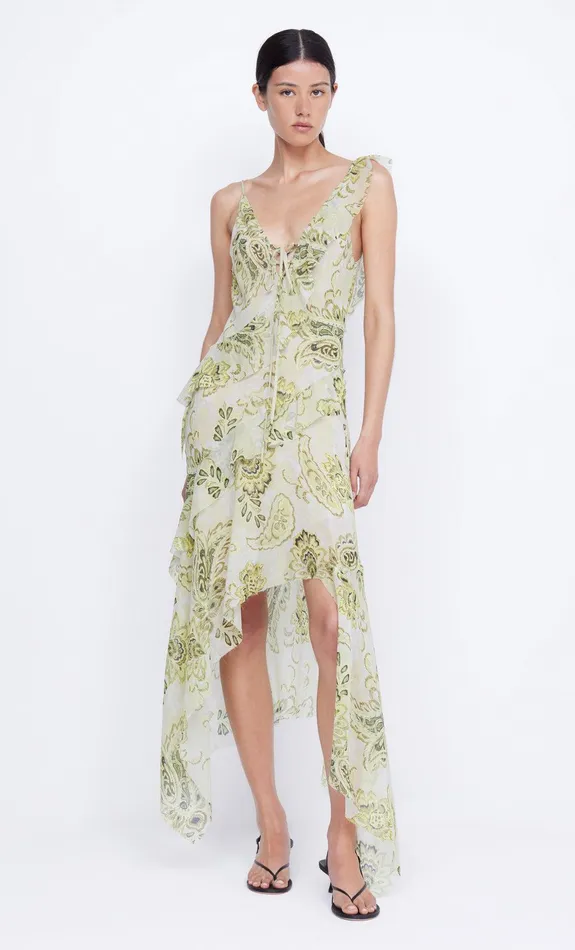 Bec Bridge Midi Dresses Women LYLOU FRILL DRESS 8211 LEMON PAISLEY