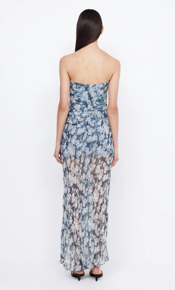 Bec Bridge Prom Dresses Women OPAL STRAPLESS MAXI DRESS 8211 DENIM FLORAL