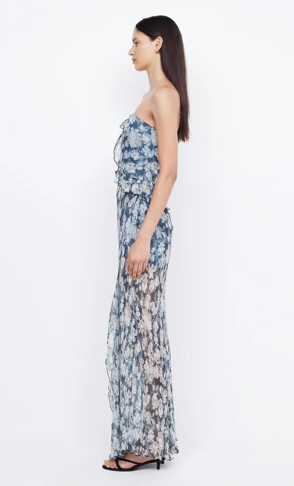 Bec Bridge Prom Dresses Women OPAL STRAPLESS MAXI DRESS 8211 DENIM FLORAL