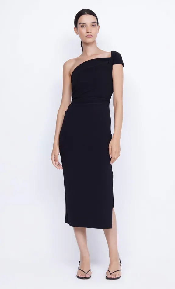 Bec Bridge Wedding Guest Women ELEA ASYM MIDI DRESS 8211 BLACK