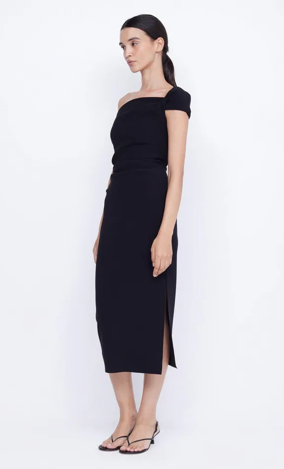 Bec Bridge Wedding Guest Women ELEA ASYM MIDI DRESS 8211 BLACK