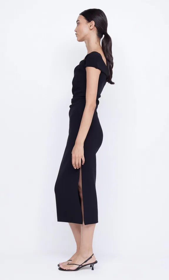 Bec Bridge Wedding Guest Women ELEA ASYM MIDI DRESS 8211 BLACK