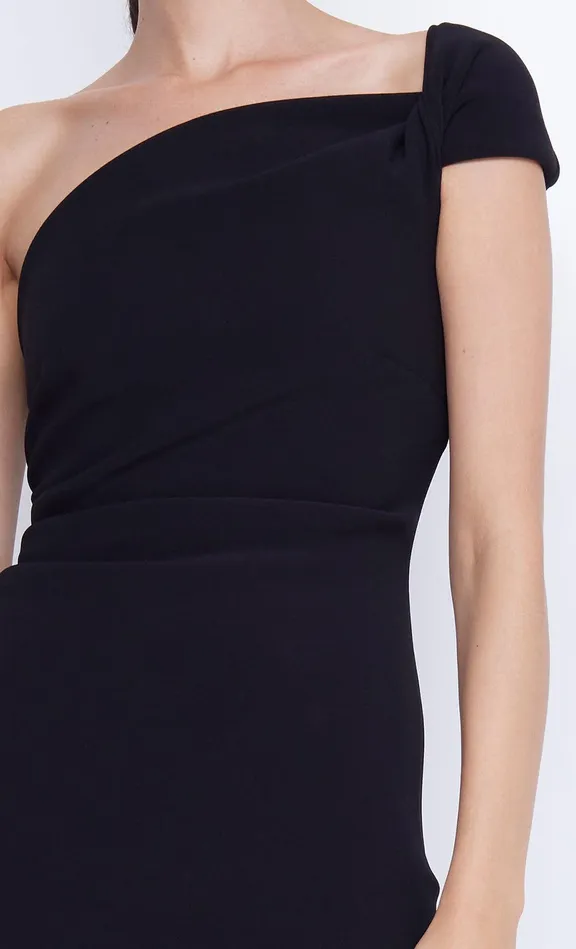 Bec Bridge Wedding Guest Women ELEA ASYM MIDI DRESS 8211 BLACK