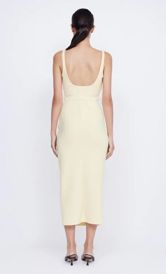 Bec Bridge Wedding Guest Women KARINA TUCK MIDI DRESS 8211 BUTTER YELLOW
