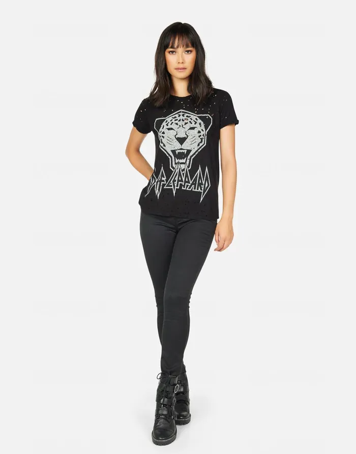 Bess Tiger Def Leppard Black Women039s Lauren Moshi Short Sleeve