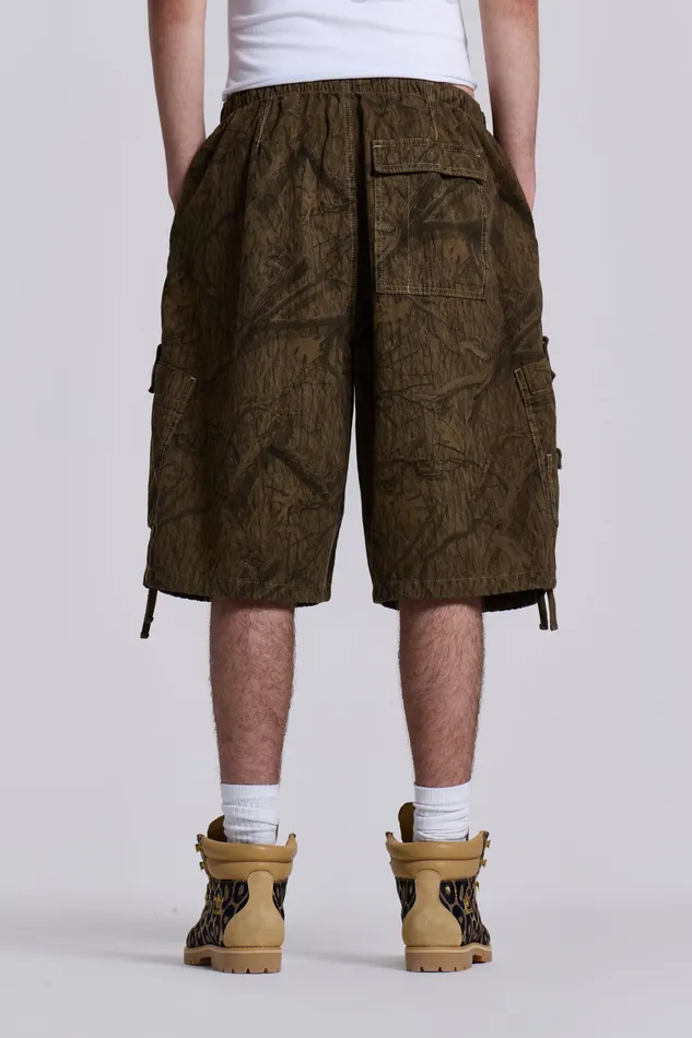 Bestsellers Men Shop Forest Camo Parachute Shorts Jaded London
