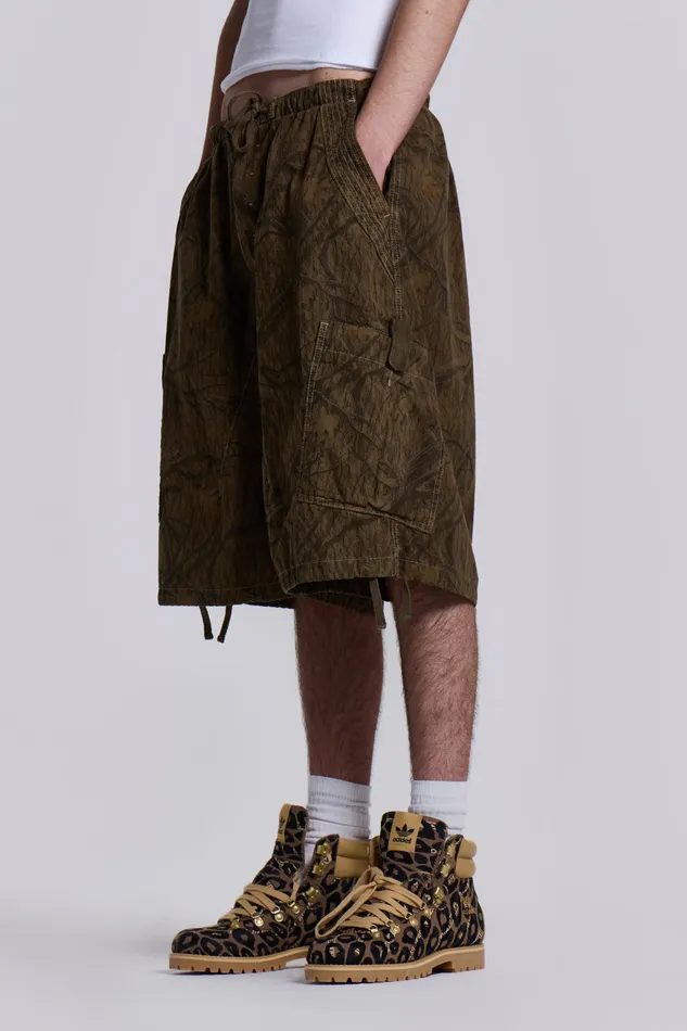 Bestsellers Men Shop Forest Camo Parachute Shorts Jaded London