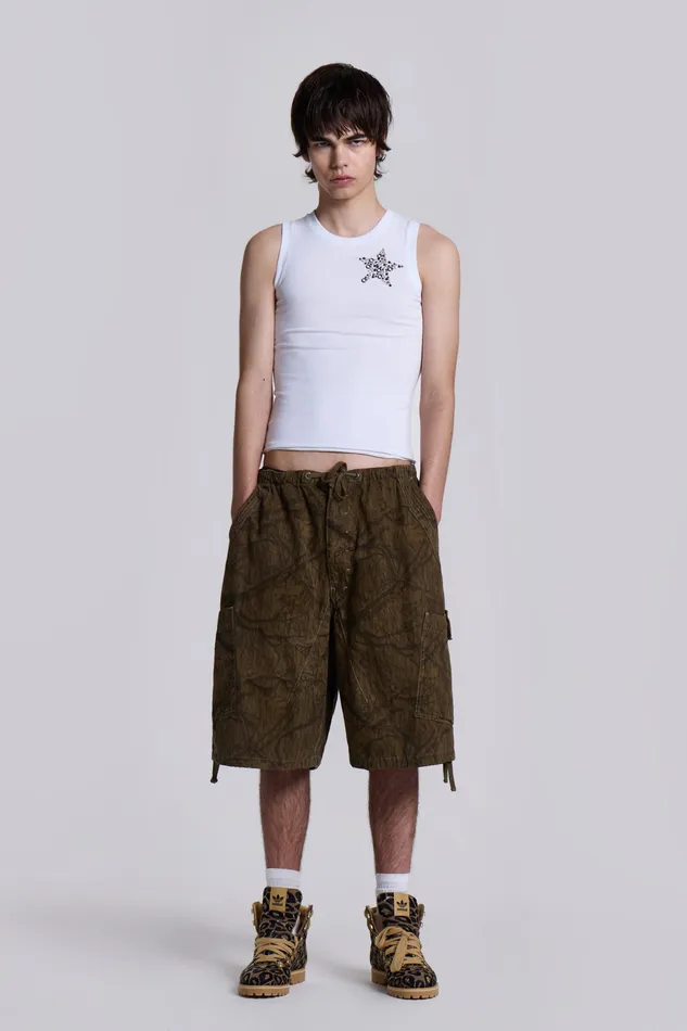 Bestsellers Men Shop Forest Camo Parachute Shorts Jaded London