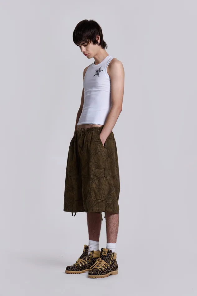 Bestsellers Men Shop Forest Camo Parachute Shorts Jaded London