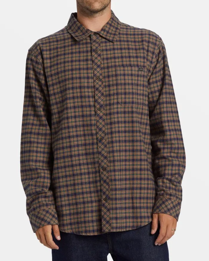 Billabong Flannels Coastline Long Sleeve Flannel Shirt Deep Royal 8211 Men