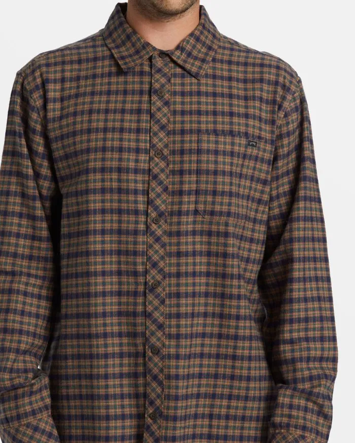Billabong Flannels Coastline Long Sleeve Flannel Shirt Deep Royal 8211 Men
