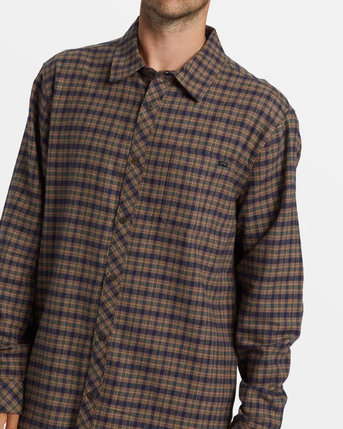 Billabong Flannels Coastline Long Sleeve Flannel Shirt Deep Royal 8211 Men