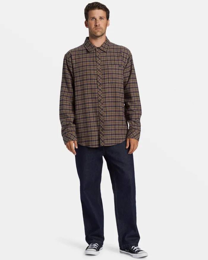 Billabong Flannels Coastline Long Sleeve Flannel Shirt Deep Royal 8211 Men