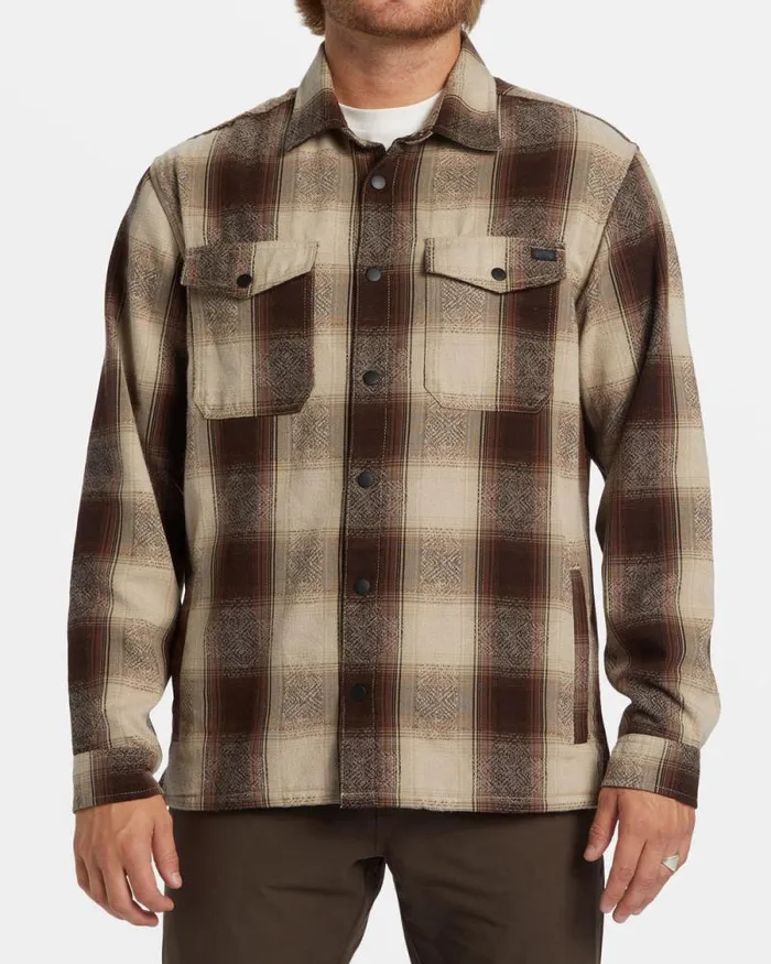 Billabong Flannels Lodge Long Sleeve Flannel Shirt Java 8211 Men