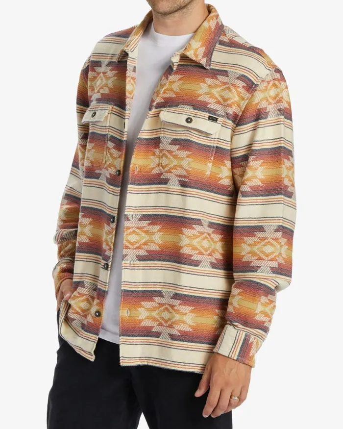 Billabong Flannels Offshore Jacquard Flannel Long Sleeve Shirt Gold 8211 Men