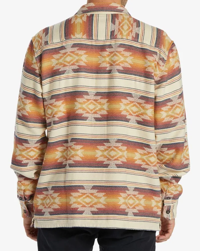 Billabong Flannels Offshore Jacquard Flannel Long Sleeve Shirt Gold 8211 Men