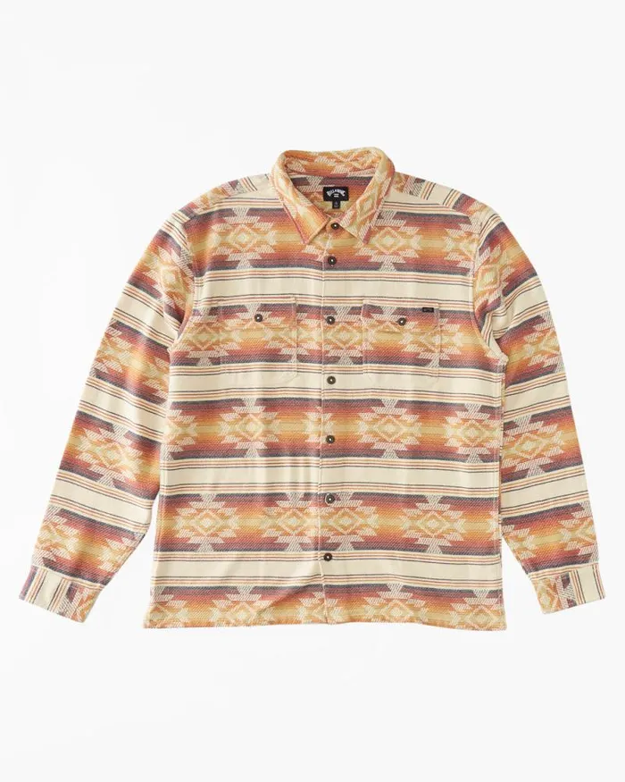 Billabong Flannels Offshore Jacquard Flannel Long Sleeve Shirt Gold 8211 Men