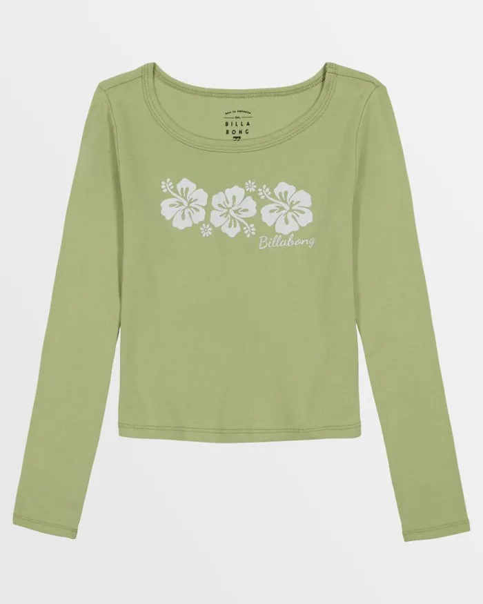 Billabong Girls039 Tops Girls Tri Hibiscus Long Sleeve TShirt Willow 8211 Women