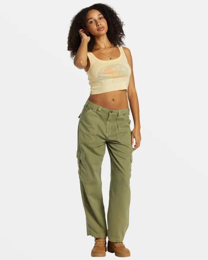 Billabong Graphic Tees and Tanks Escape To Nature Cropped Tank Top Retro Yellow 8211 Women