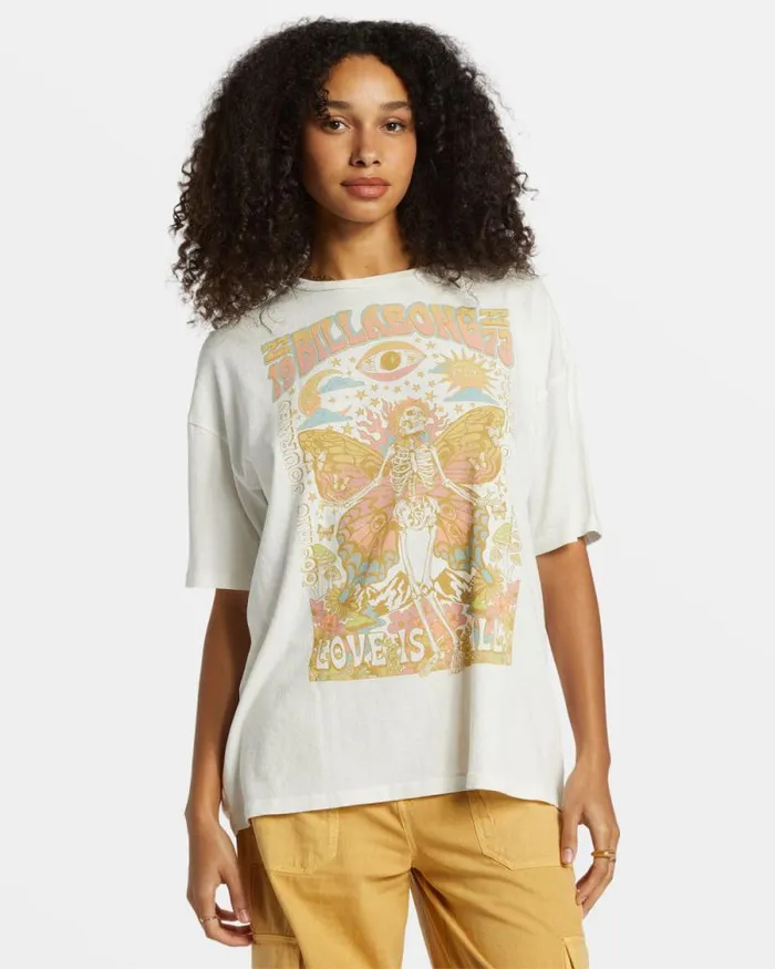 Billabong Graphic Tees and Tanks Love Is All TShirt Salt Crystal 8211 Women Billabong Graphic Tees and Tanks Love Is All TShirt Salt Crystal 8211 Women