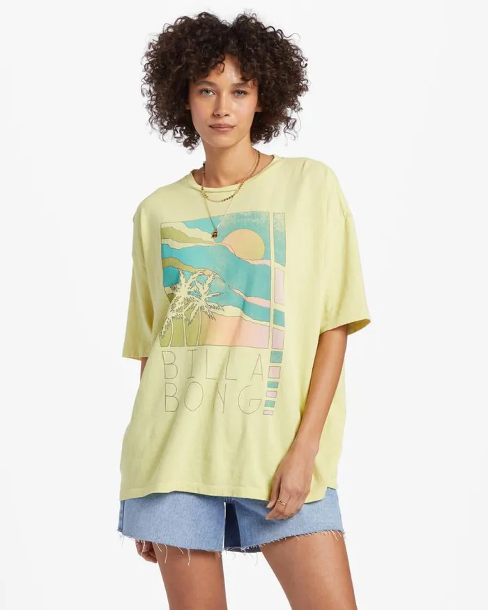 Billabong Graphic Tees and Tanks Rainbow Skies TShirt Limelight 8211 Women