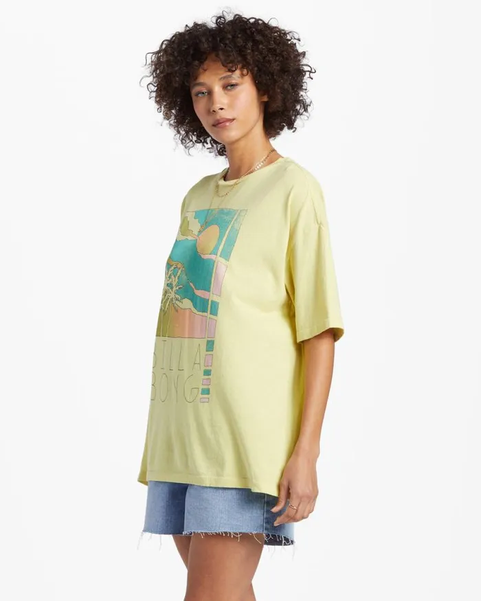 Billabong Graphic Tees and Tanks Rainbow Skies TShirt Limelight 8211 Women Billabong Graphic Tees and Tanks Rainbow Skies TShirt Limelight 8211 Women